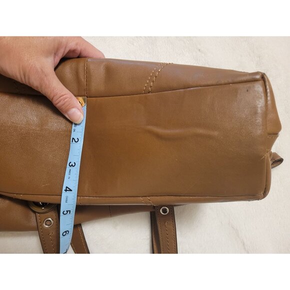 VTG Coach Brown Leather Tote Bag Purple Interior Zip Closure Y2K 2000s vampire - Picture 7 of 10